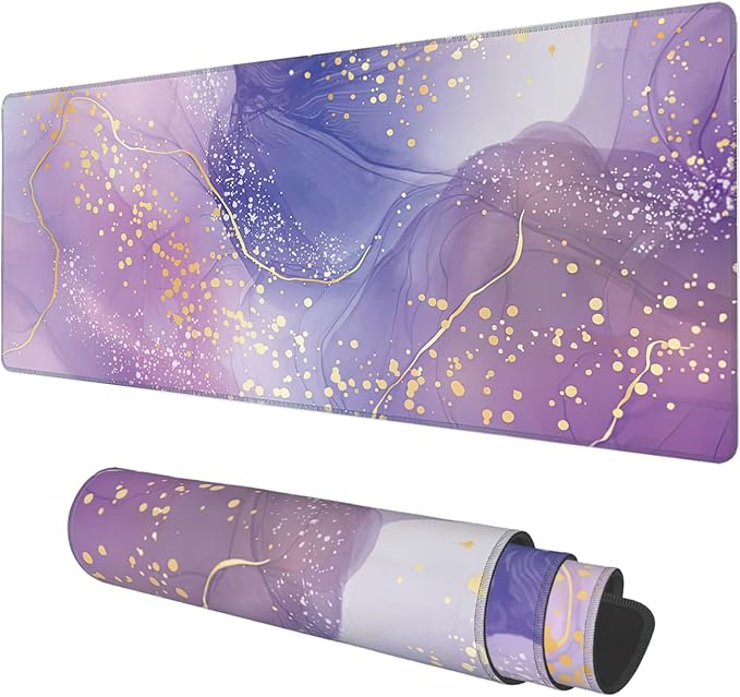 Level Up Your Setup: Purple Liquid Marble Extended Gaming Mat | Tech Vortex