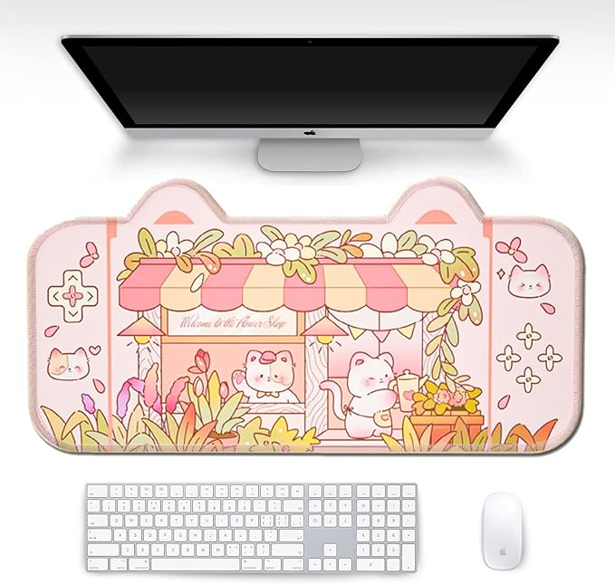 Level Up Your Aesthetic: PERFECTSIGHT Kawaii Cat Gaming Desk Mat | Tech Vortex