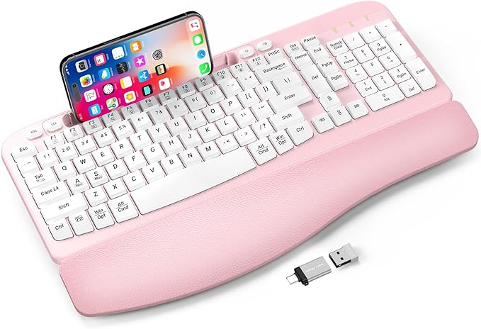Upgrade Your Setup: The Best Pink Wave Ergonomic Wireless Keyboard | Tech Vortex