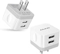 2Pack USB Wall Charger Plug, AILKIN 2.4A Dual Port USB Adapter Power Cube Fast Charging Station Box Base for iPhone 17 16 15 14 13 12 Pro Max SE 11 XR XS, Samsung, Phones Charge Block-White Brick