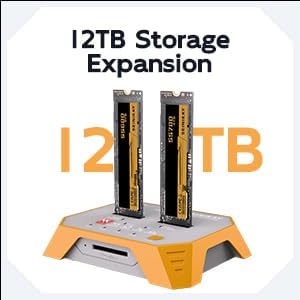 M.2 NVMe & M.2 SATA SSD Docking Station, Tool-Free M.2 Duplicator Cloner with SD Card Reader, Offline Cloning, Plug and Play