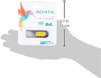 ADATA UV128 64GB USB 3.0 Retractable Capless Flash Drive, Yellow (AUV128-64G-RBY)