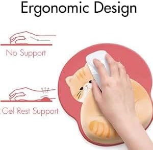3-in-1 Cute Mouse Pad and Keyboard Wrist Rest Support, [ 20% Larger] Anime Kawaii Gel Wrist Rest with Non-Slip PU Base, Ergonomic Mouse Pad with Coaster,Pain Relief,Game Work Study Home Office-Cat