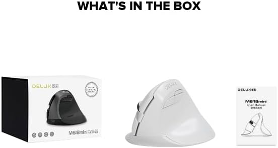 DELUX Wireless Ergonomic Mouse, Vertical Mouse for Small Hand, Silent Click Ergonomic Mouse, Up to 4000 DPI, 6 Buttons, BT 5.0/2.4G Dual Mode, for Carpal Tunnel, for Laptop/PC (M618MINI DB-White)
