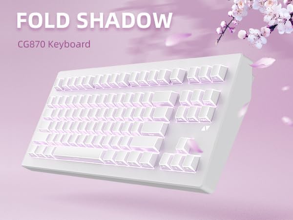 ZORNHER CG870 Wireless Mechanical Keyboard,80% White Gaming Keyboard, Creamy Keyboard,Shine Though Double Shot Keycaps,Creamy Sounding Linear Switches,Hot-Swappable