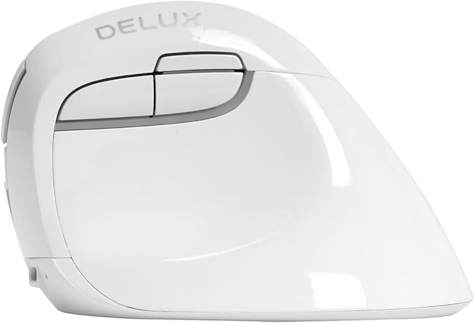 DELUX Wireless Ergonomic Mouse, Vertical Mouse for Small Hands, Silent Click Ergo Mouse, Up to 4000 DPI, 6 Buttons, Rechargeable, 2.4G/BT 5.2 Dual-Mode, Compatible with Laptop/PC (M618MINI-White)