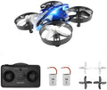 Mini Drone for Kids & Beginners, Indoor RC Nano Helicopter Quadcopter with Auto Hovering,3D Flips,Portable Hand Operated, Birthday＆ Children's Day Gift for Boys and Girls,Headless Mode & Remote Control,Blue.4-blade design-ATOYX