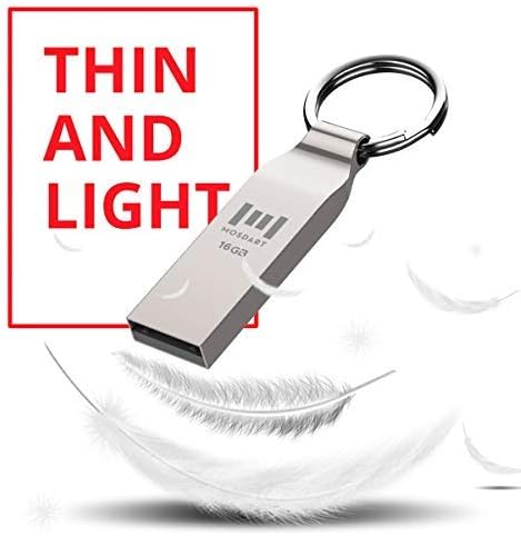 MOSDART Waterproof 16GB USB2.0 Flash Drive, FAT32 Metal Memory Stick with Keychain, for System Back, Data Storage, Silver(Pack of 10)