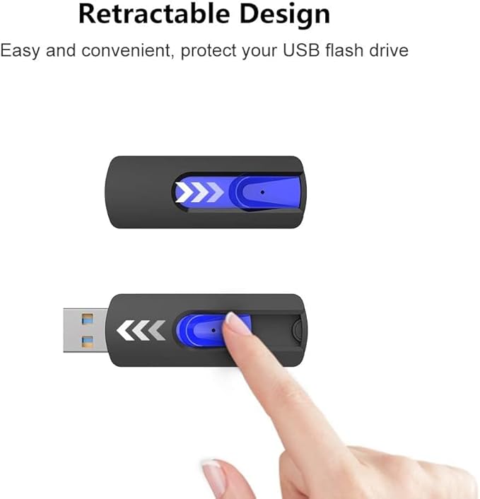 JUANWE Flash Drive 64GB USB 3.0 Flash Drive Retractable Slide Memory Stick 64GB Memory Stick for Computers Zip Drive USB Jump Drive Pen Drive Blue