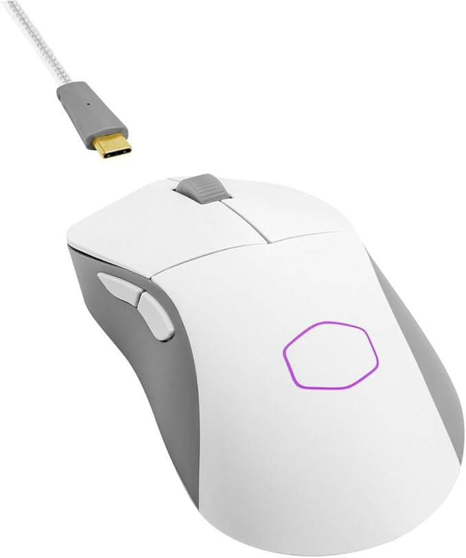 Cooler Master MM731 Wireless Gaming Mouse White, Adjustable 19,000 DPI, Palm|Claw Grip, 2.4GHz|Bluetooth, PixArt Optical Sensor, Ultraweave Cable, PTFE Feet, RGB Lighting (MM-731-WWOH1)