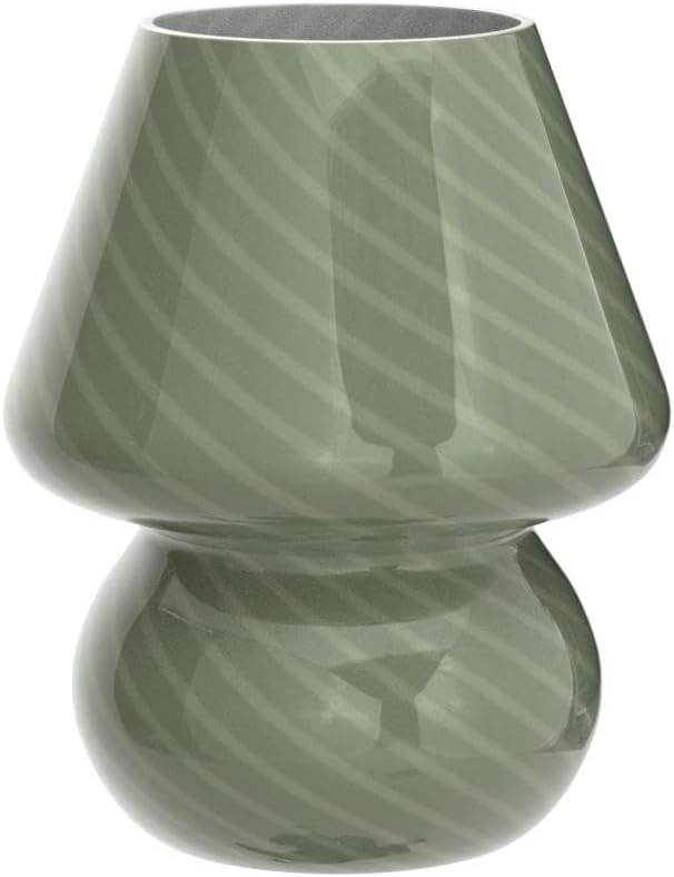 BSOD Mushroom Lamp, Glass Bedside Night Green Table Lamps Murano Vintage Small Nightstand Desklamp Swirl Light for Home Decor, Living, Bedroom, Gift (Stripe Green)