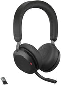 Jabra Evolve2 75 PC Wireless Headset with Charging Stand and 8-Mic Technology - Dual Foam Stereo Headphones with Advanced Active Noise Cancelling, USB-A Bluetooth Adapter and UC Compatibility - Black