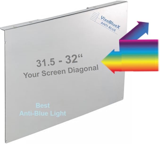 VizoBlueX 31.5 to 32 inch Universal Blue Light Screen Protector for Computer Monitor and TV. Filter & Damage Protection Panel (28.5 x 17.1 inch) Blocking UV for Displays