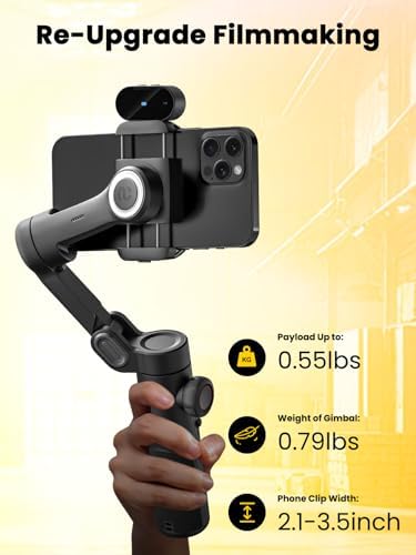 XE AI Version,Gimbal Stabilizer for Smartphone,NO APP AI Tracking, Gesture Control,360°Inception Gimbal, Portable Hard Case for Camera, EVA Protective Storage Bag w/Hand Strap, Smart XE AI &B30