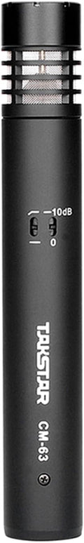 TAKSTAR Instrument Microphone with Clip, Cardioid Condenser Professional Instrument Mic, XLR Gold-Plated Diaphragm Sound Head Microphone for Studio, Instrument, Interview, Radio Stations CM-63