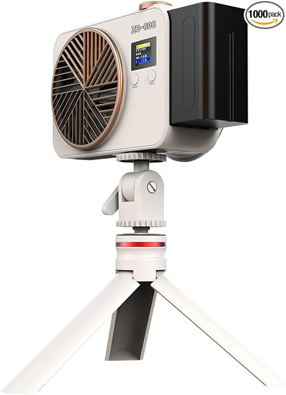 ZC-100BI 100W COB Video Light with Bowens Mount,10000Lux/m 2700K-7500K Bi-Color Camera Light with 10 Scenario Simulations Control Continuous Lighting for Photography (ZC-60C+Battery)