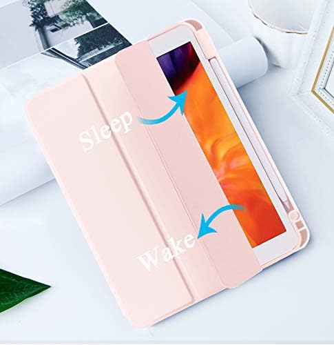 Cases for iPad Pro 12.9 Case 6th/5th/4th Generation (2022/2021/2020) with Pencil Holder [Apple Pencil Wireless Charging] Soft TPU Smart Tri-fold Stand Protective Cover(Pink)
