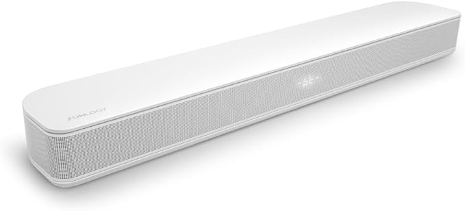 FUNLOGY Sound Bar for Smart TV, 100W 2.1ch Bluetooth 5.0 Soundbar with HDMI ARC, Optical & AUX, Remote Control, for Projector and Gaming, White