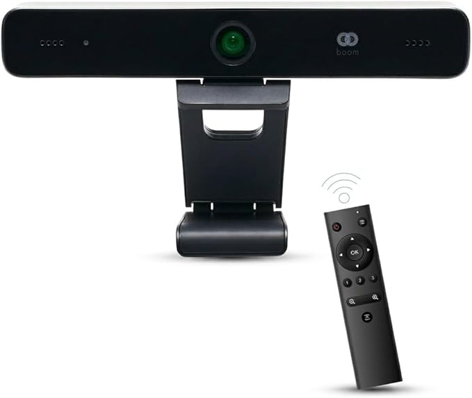 Boom Mezzo 4K AI Auto-Framing Conference Camera, 115° Ultra Wide ePTZ Video Bar with Dual Mics, USB 3.0 Plug-and-Play, Zoom Certified Huddle Room Webcam for Teams/Meet/Zoom