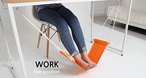 Home-organizer Tech Portable Adjustable Foot Hammock for Corner Desk Office Foot Rest Mini Under Desk Foot Rest Hammock for Home, Office, Airplane, Travel, Study and Relaxing (Black White Strip)