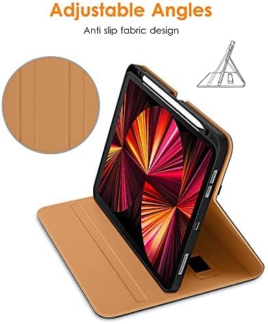 DTTO Case for iPad Pro 11 Inch 4th / 3rd / 2nd / 1st Generation 2022/2021/2020/2018,Premium PU Leather Folio Stand Cover with Hand Strap, Auto Wake/Sleep,Multiple Viewing Angles, Black