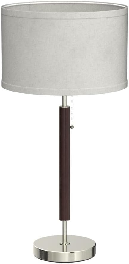 Brightech Carter LED Bedside Lamp - Compact Table & Desk Reading Lamp for Bedroom, Living Room, Office - Modern Nightstand & Side Lamp with Soft Ambient Light - Stainless Steel & Wood Finish