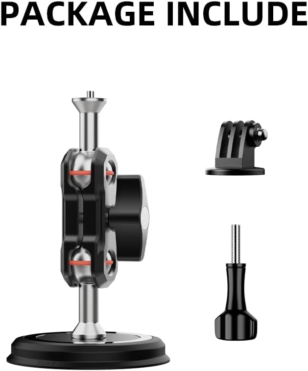 Magnetic Camera Mount for Action Camera, Strong Magnetic Mount with 360° Rotation Ball Head and Built-in 6 Magnets, Compatible with Gopro Hero 13/12/11/10, DJI Osmo Action 6/5 Pro/4/3,Nano