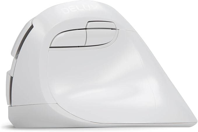 DELUX Wireless Ergonomic Mouse, Vertical Mouse for Small Hand, Silent Click Ergonomic Mouse, Up to 4000 DPI, 6 Buttons, BT 5.0/2.4G Dual Mode, for Carpal Tunnel, for Laptop/PC (M618MINI DB-White)