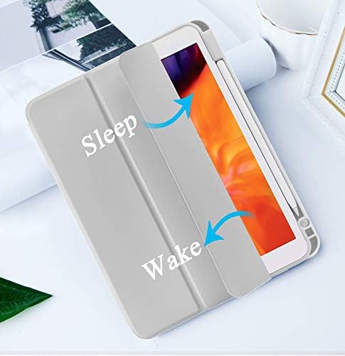 Cases for iPad Pro 12.9 Case 6th/5th/4th Generation (2022/2021/2020) with Pencil Holder [Apple Pencil Wireless Charging] Soft TPU Smart Tri-fold Stand Protective Cover(Light Grey)