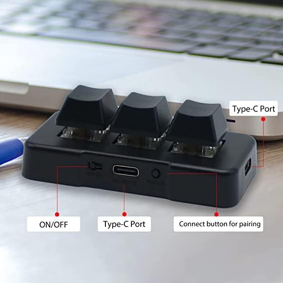 3-Key Mini Keypad 2.4G Wireless 2 in 1 Mechanical Gaming Keyboard Hot Key Customized Program with RGB Led for Gaming OSU Office Work