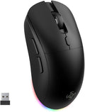 Wireless Gaming Mouse, Optical Tri-Mode RGB Mouse with 2.4G USB Receiver, 6-Level 4800 DPI, Ergonomic Gamer Mouse, 6 Macro Buttons, Rechargeable Bluetooth Mouse for Laptop, PC, Mac