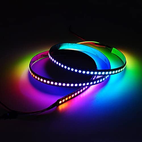 WS2812B LED Strip Individual Addressable Light 144Pixels/m SMD 5050 RGB WS2812B Pixel Strip DC5V (3.2FT 144LEDS Non-Waterproof, White PCB)