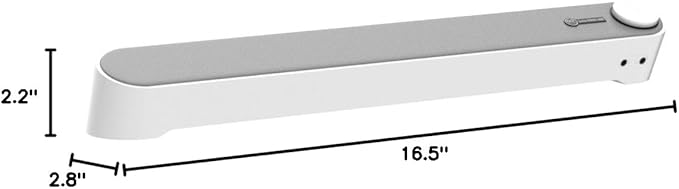 GOgroove Computer Speaker Mini Soundbar - USB Powered PC Sound Bar with Easy Setup Wired AUX, Stereo Audio, Microphone Port, Volume Control Knob, Under Monitor Design for Desktop (White)