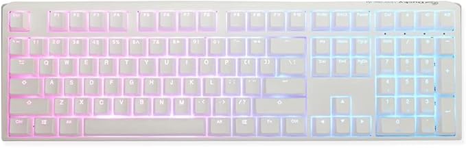 Ducky One 3 White 100% Mechanical Keyboard: Quack Mechanics Dampening, Hot-Swappable Cherry Silent Red Switches, High-Density PBT Doubleshot Keycaps, RGB, US, White