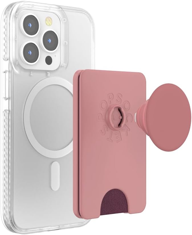 PopSockets Phone Wallet for MagSafe, Phone Card Holder with Grip, Pink - Clay