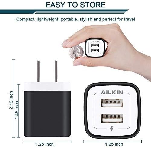 USB Wall Plug, Multi USBA AC Power Charger Adapter USB-A Block Cube for iPhone, iPad, Samsung, Google Pixel, LG, Camera Phones & Tablets Charge Multiple USB Plug Station Base
