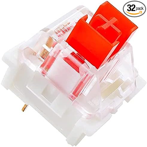 outemu Pack 32 Red Switches,3 Pin Key Switch - Cherry MX Equivalent DIY Replaceable Switches for Mechanical Keyboard 45gf Linear/RGB/Dustproof