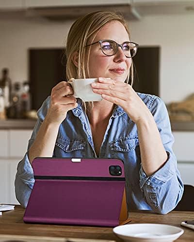DTTO Case for iPad Pro 11 Inch 4th / 3rd / 2nd / 1st Generation 2022/2021/2020/2018,Premium PU Leather Folio Stand Cover with Hand Strap, Auto Wake/Sleep,Multiple Viewing Angles, Purple