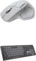 Logitech MX Master 4 Ergonomic Wireless Bluetooth Mouse with Haptic Feedback + MX Mechanical Wireless Illuminated Keyboard with Tactile Quiet Switches - USB-C, Windows, Linux, Chrome, Mac - Pale Gray