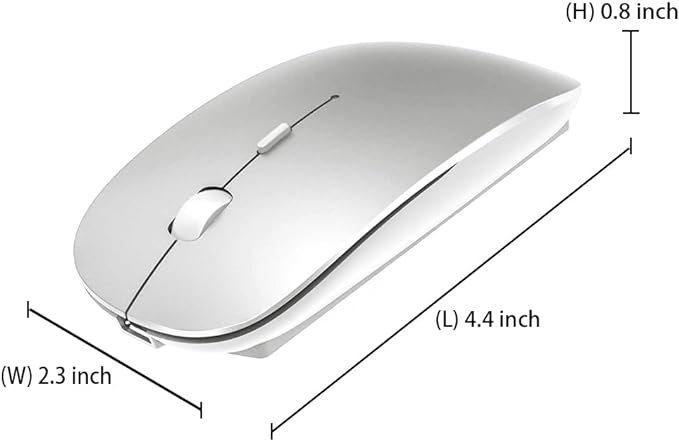 KLO Rechargeable Bluetooth 5.2/3.0/Type-C/USB-2.4G Mouse for MacBook/MacBook air/Pro/iPad, Wireless Mouse for Laptop/Notebook/pc/iPad/Chromebook (Silver)