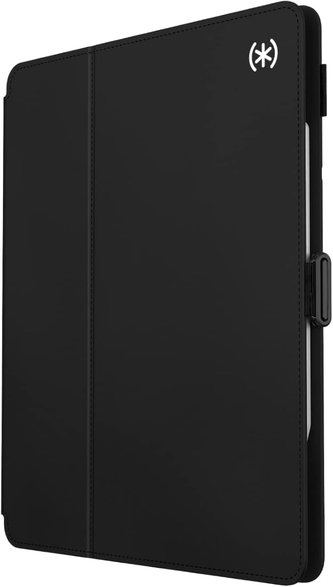 Speck Case for iPad Pro 6th Generation 12.9 Inch - Drop & Camera Protection, Slim Multi Range Stand, Apple Pencil Holder - Black/Black/White