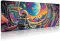 Extended Gaming Mouse Pad, Large Mouse Mat 3 mm Nature Rubber Base Mousepad with Stitched Edges, Non-Slip Desk Mat for Office Home Great Gift 31.5x11.8 Inch (Astronaut 3)