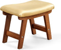 Sosola Foot Stool with Leather Cover,Foot Rest Made of Wooden for Couch,Bench,Sofa,Under Office Desk (Golden)