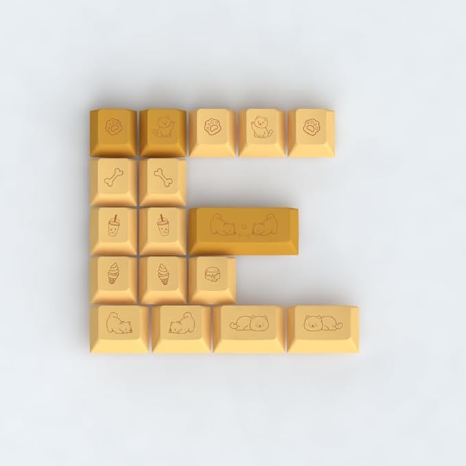Cute Shiba Inu PBT Keycaps Set - Cherry Profile Animal Dog Keycaps for 60/65/75% Gaming Keyboard, No Backlight, Custom with Key Puller