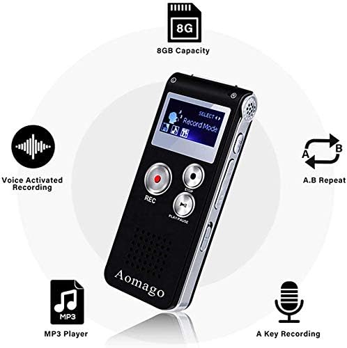 64GB Digital Voice Recorder Voice Activated Recorder for Lectures, Meetings, Interviews Aomago Audio Mini Recorder Portable Tape Dictaphone with Playback, USB, MP3