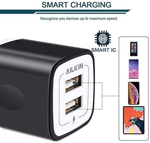 Wall Charger, 5Pack 5V/2.1AMP AILKIN Dual-Port USB Wall Charger Home Travel Plug Power Adapter for iPhone 17/Air/16e/16/15/4/13 Pro Max/12/SE/11Pro Max/XS/XR, Samsung Galaxy, HTC Tablet Moto Box