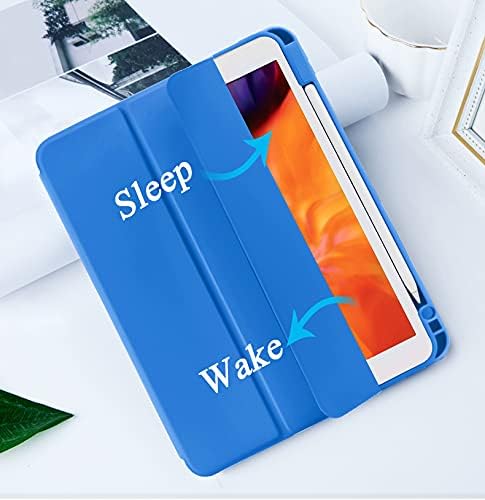 Cases for iPad Pro 12.9 Case 6th/5th/4th Generation (2022/2021/2020) with Pencil Holder [Apple Pencil Wireless Charging] Soft TPU Smart Tri-fold Stand Protective Cover(Blue)
