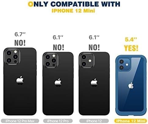 Diaclara Designed for iPhone 12 Mini Case, Full Body Rugged with Built-in Touch Sensitive Anti-Scratch Privacy Screen Protector, Soft TPU Bumper Case for iPhone 12 Mini 5.4" (Blue)
