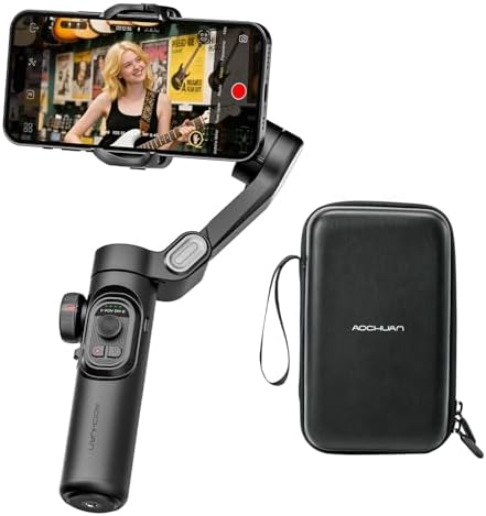 Phone Gimbal Stabilizer 3-Axis Smartphone Foldable Handheld Gimbal for iPhone, Portable Hard Case for Camera, Lens & 3-Axis Gimbal, EVA Protective Storage Bag w/Hand Strap, Smart XE & B30