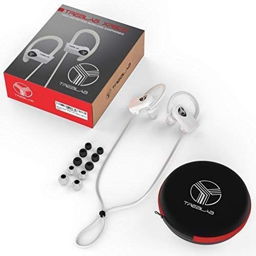 TREBLAB XR500 Bluetooth Running Headphones, IPX7 Waterproof, Noise Cancelling, Secure-Fit, Wireless Sport Earbuds with Mic
